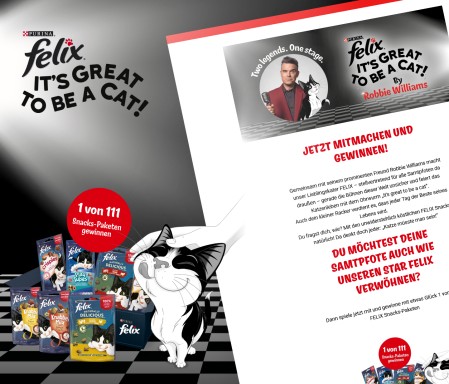 Kampagnen-Webseite: Mit Felix zu Robbie Williams